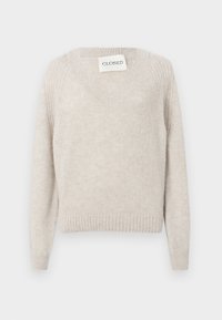 V NECK LONG SLEEVE - Neule - stone beige