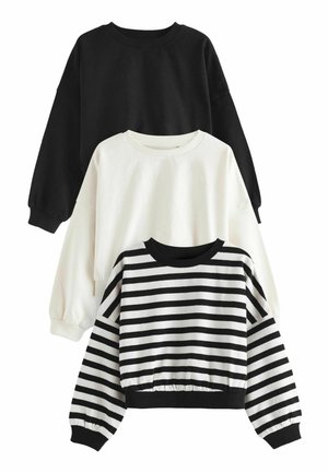 BOXY LONG SLEEVE 3 PACK - Športni pulover - black white