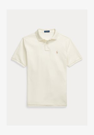 Polo skjorte i off-white bomullstoff, med klassisk krage, korte ermer og en liten brodert logo på venstre bryst.