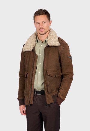 GENNARO - Kožená bunda - dark brown