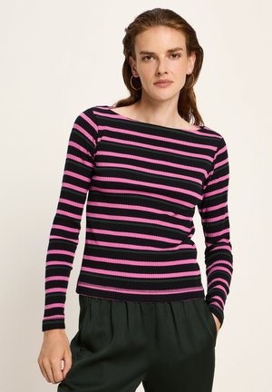 U-BOOT MIT STREIFEN - Long sleeved top - black  pink