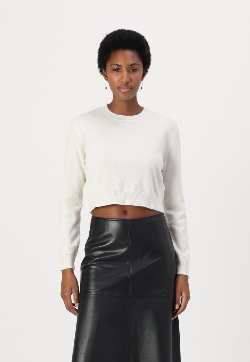 pure cashmere CROP LONG SLEEVE - Camisola - white