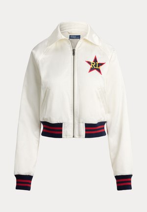 Polo Ralph Lauren, LOGO SATIN JACKET - Blouson Bomber - white sand