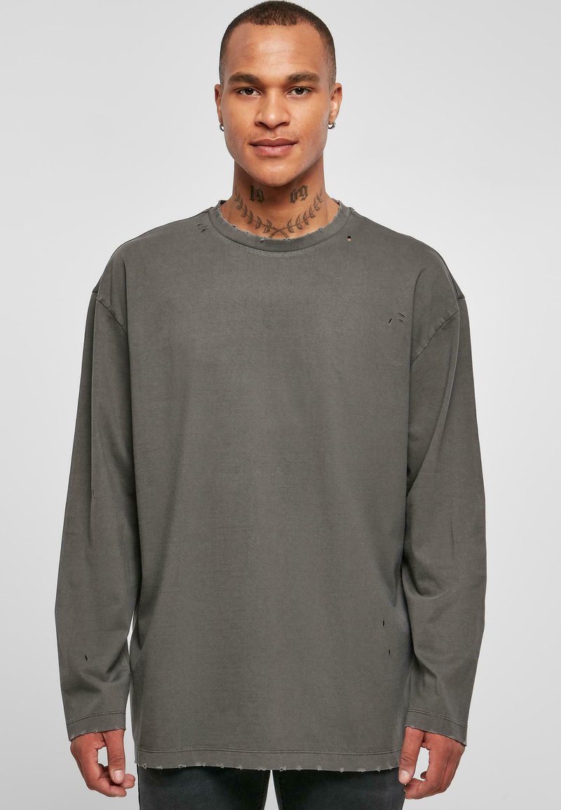 Urban Classics OVERSIZED DISTRESSED LONGSLEEVE - Langærmet T-shirt - darkshadow