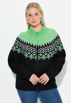 NORWEGER-, STEHKRAGEN, REISSVERSCHLUSS, LANGARM - Strickjacke - black