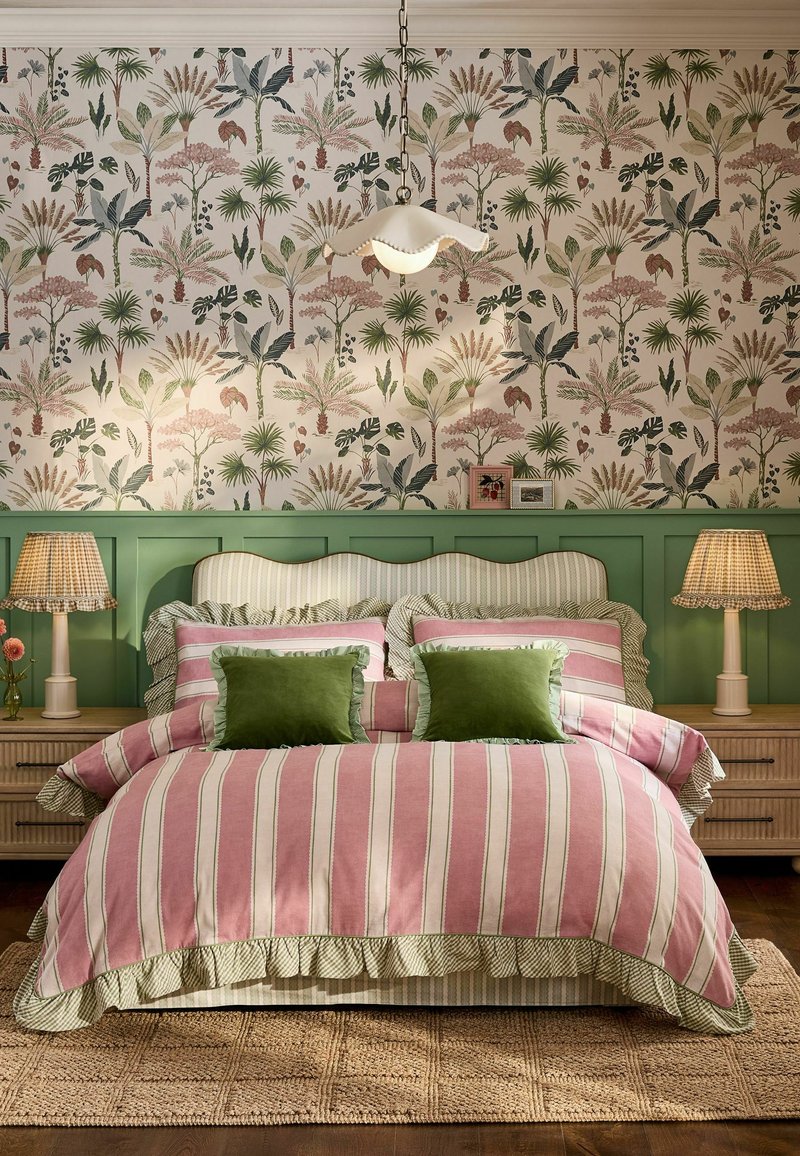 Next SET - Bettwäsche - pink green stripe/pink