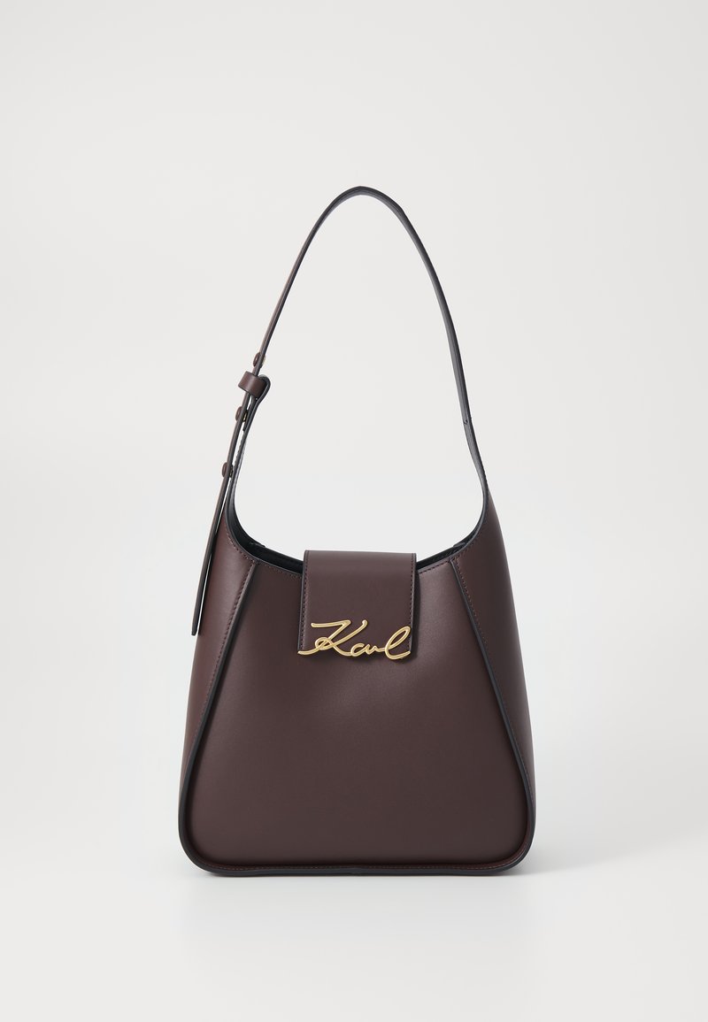 KARL LAGERFELD SIGNATURE HOBO - Kézitáska - dark chocolate