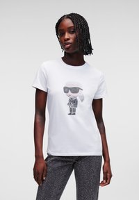 KARL LAGERFELD IKON RHINESTONE - Triko s potiskem - white