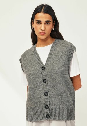 BUTTON FRONT - REGULAR FIT - Väst - grey