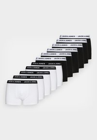 Ensemble de boxer en noir et blanc. Matériau en coton, design ajusté, ceintures élastiques avec la marque "JACK & JONES" en blanc sur fond noir.