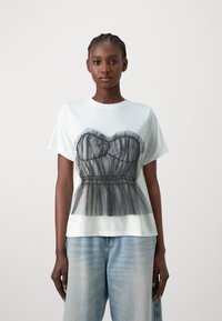 Noisy May NMREMA CORSAGE DETAIL - Apdrukāts T-krekls - bright white