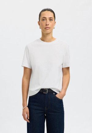 Selected Femme SLFESSENTIAL BOXY NOOS - T-shirt básica - bright white