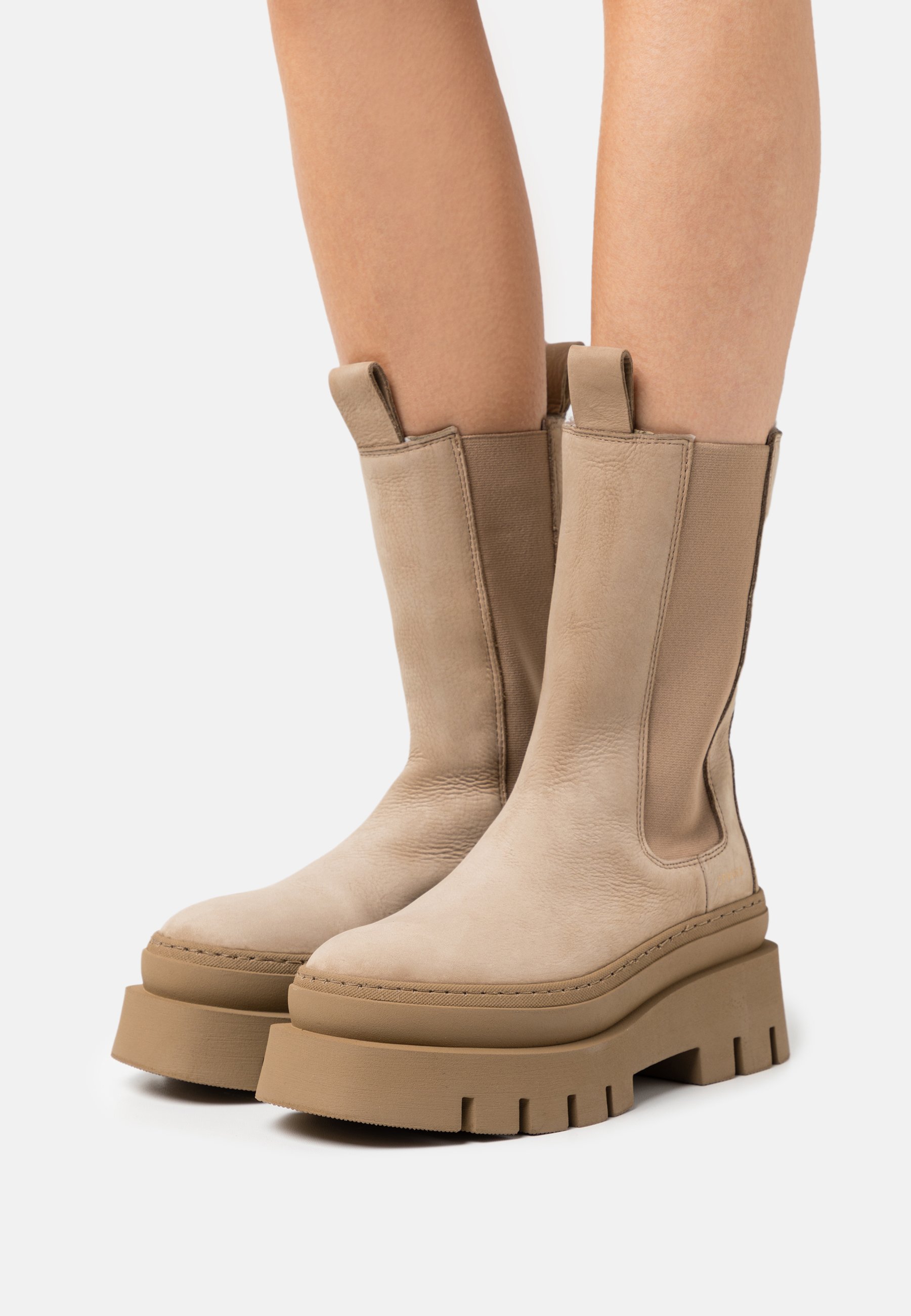 Taupe platform boots Clearance