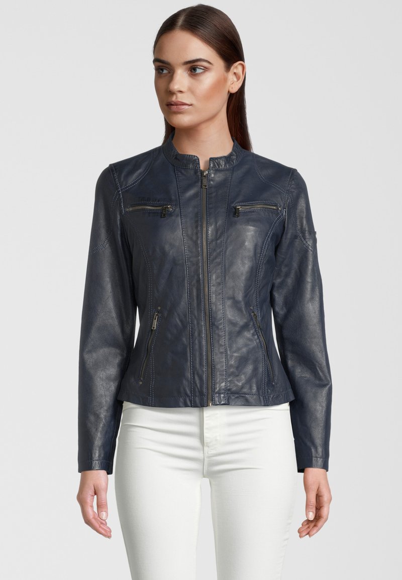 H.I.S - MIT LABEL-PATCH - Leather jacket - navy, Enlarge