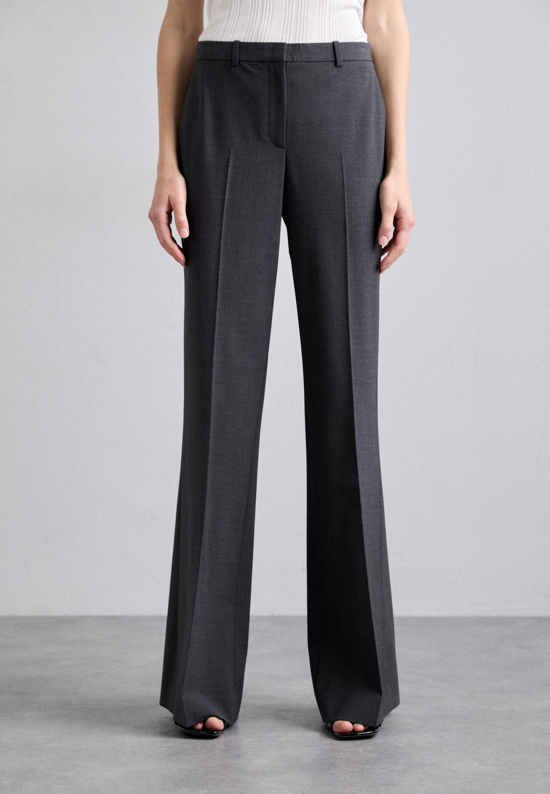 Theory DEMITRIA TRACEABLE - Trousers - charcoal melange/dark grey  display picture 1