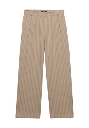 Superdry & Co, SUPERDRY MID RISE PINSTRIPE TROUSERS.. - Broek - beige pinstripe