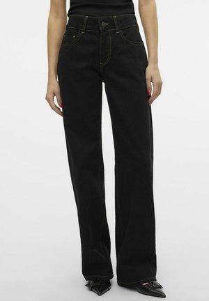 SNRANCY MID RISE WIDE - Flared Jeans - black denim