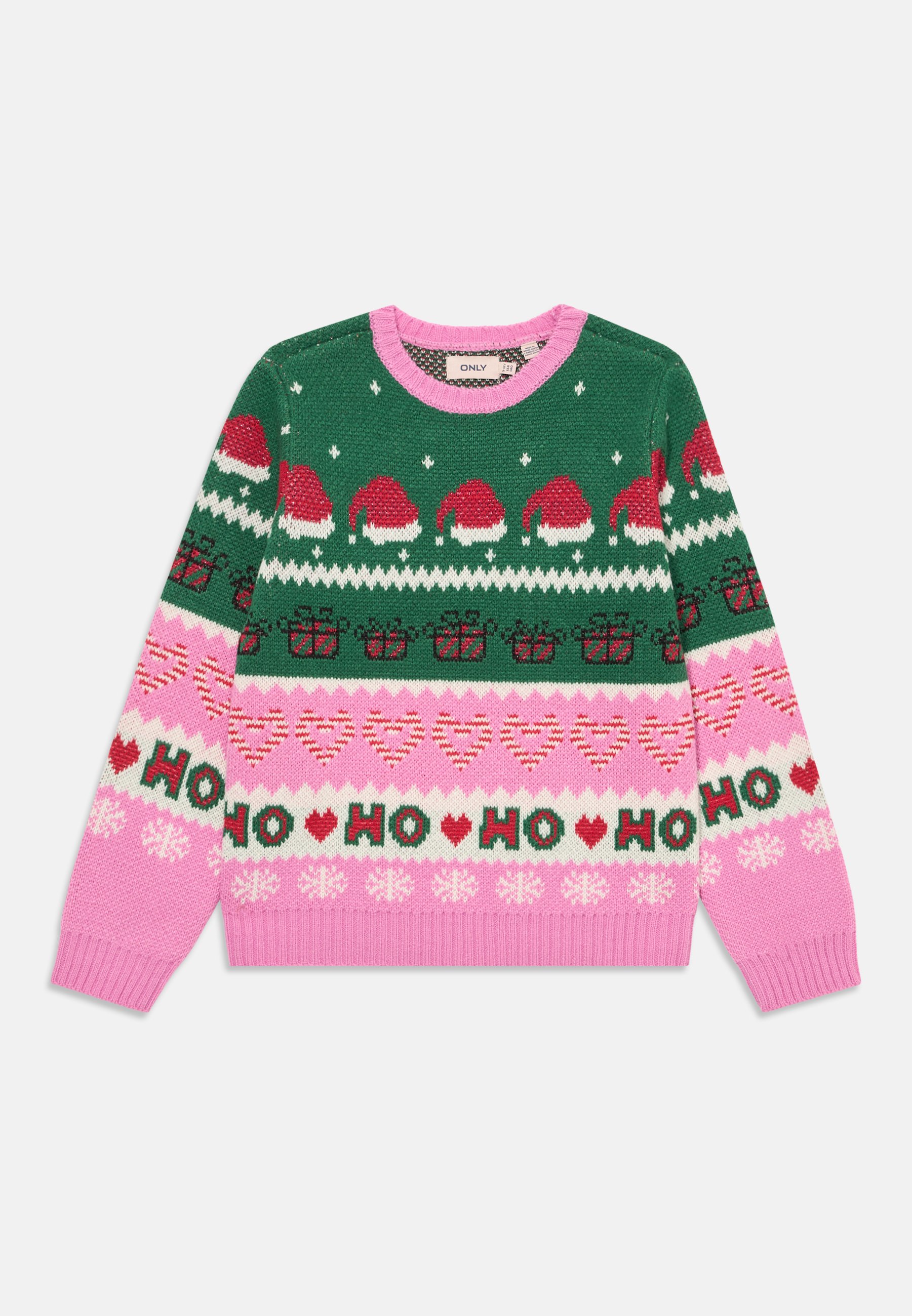 ONLY GIRLS KOGHOHO XMAS PULLOVER Maglione fuchsia pink/green