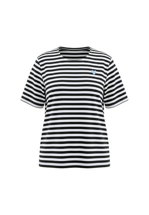 Ulla Popken, STRIPED DROPPED SHOULDER TEE - T-Shirt print - black
