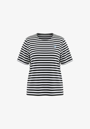 Ulla Popken, STRIPED DROPPED SHOULDER TEE - Printtipaita - black