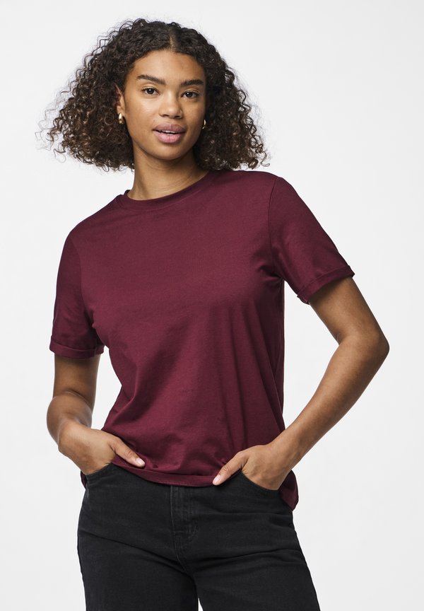 PCRIA FOLD UP SOLID TEE - T-Shirt basic - tawny port