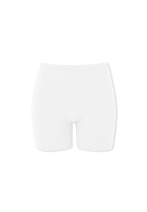 Hvide sømløse stretch-shorts med høj talje og midt-lår længde, designet til en tætsiddende pasform og en jævn silhuet.