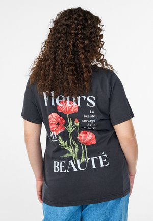 MIT PRINT AUF VORDER- UND RÜCKSEITE - T-shirt con stampa - d. grey washed fleur