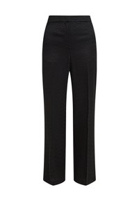 Pantaloni larghi neri con un motivo in tessuto texture, caratterizzati da una vestibilità dritta e una fascia elastica in vita per il comfort. Senza tasche.