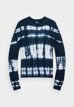 TIE DYE CABLE KNIT COTTON SWEATER - Pullover - blue multi tie dye