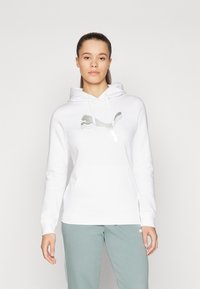 Puma - HOODIE - Huppari - white/metallic silver Pienoiskuva 1