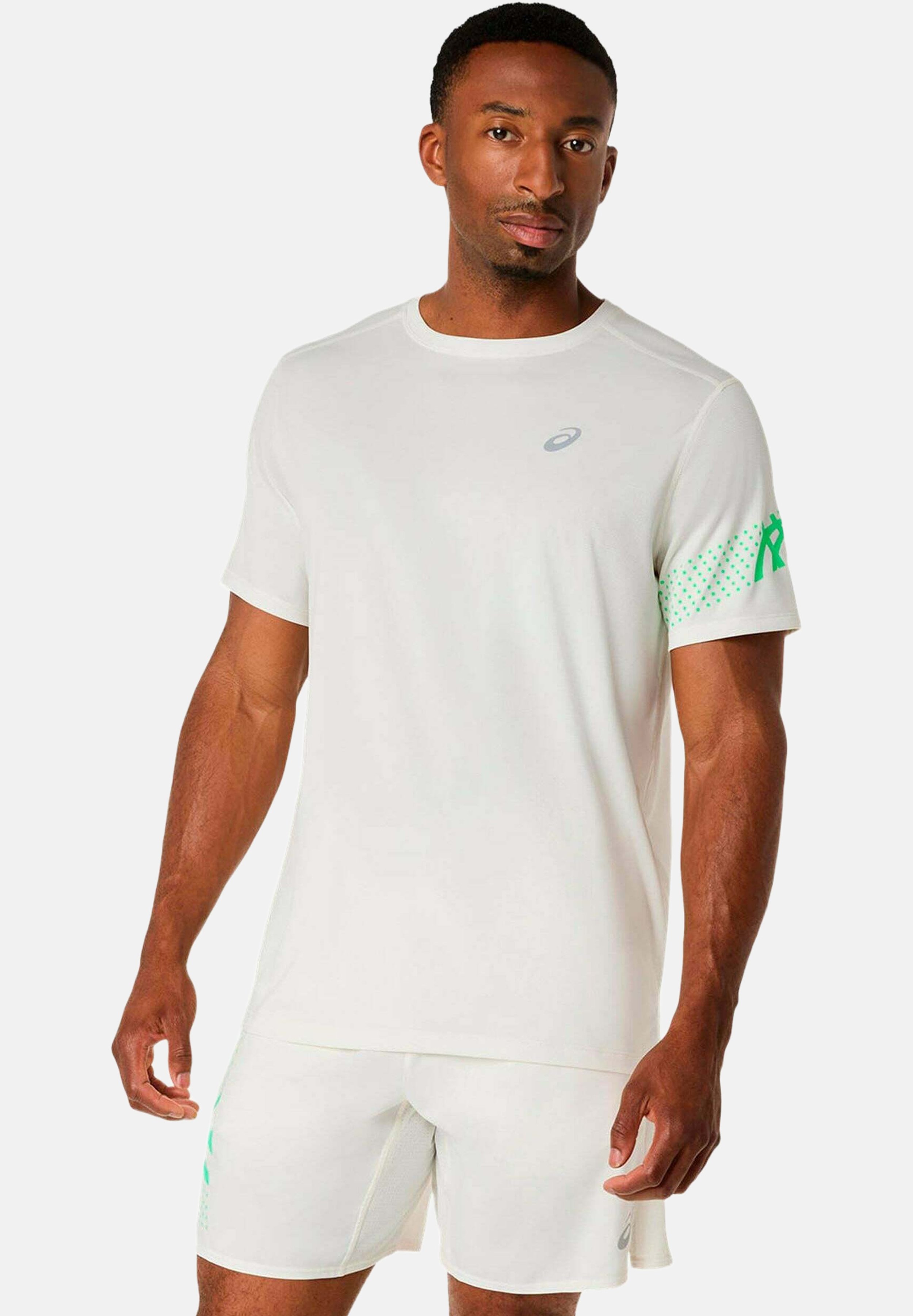ASICS LAUFSHIRT ICON - Sport T-shirt - cream vital green/crème