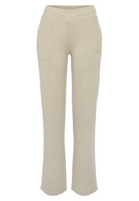 Crème-kleurige joggingbroek met een elastische tailleband en twee zijzakken. Gemaakt van zachte stof met een ontspannen, uitlopende pasvorm.