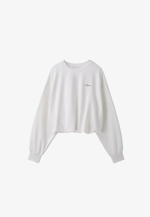 Stradivarius, BALLOON-HEM CROPPED SWEATSHIRT - Sweatshirt - white