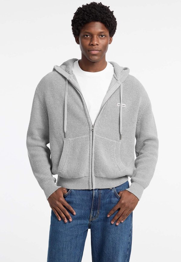 MIT DURCHGEHENDEM REISSVERSCHLUSS - Strickjacke - grau