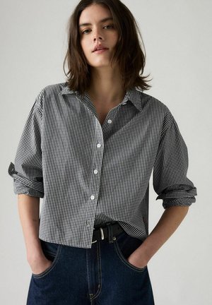 CROPPED HARLIE HEDI MICRO GINGHAM. - Chemisier - black