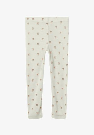 Gai bezkrāsas legingi mīkstā audumā ar atkārtojošu mazu brūnu loku rakstu. Pieguļošs dizains ar elastīgu jostu.