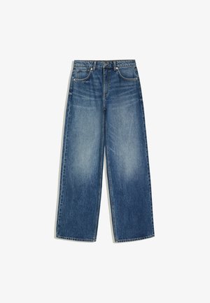 Bershka, STRAIGHT WIDE HIGH WAIST- JEANS - Wide Leg - dark blue