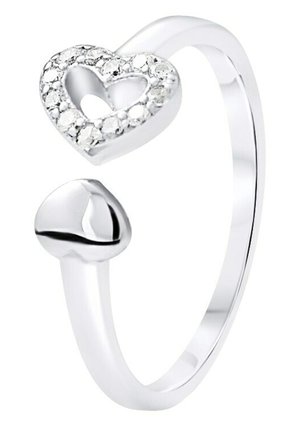 2 HEARTS ADJUSTABLE RING FINE SILVER 925/1000 - Bague - argentée couleur