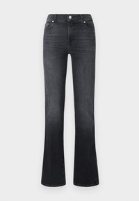 Mørkegrå slengjeans med klassisk femlomme-design, laget av denimstoff, med metallknappåpning og subtile sømdetaljer.