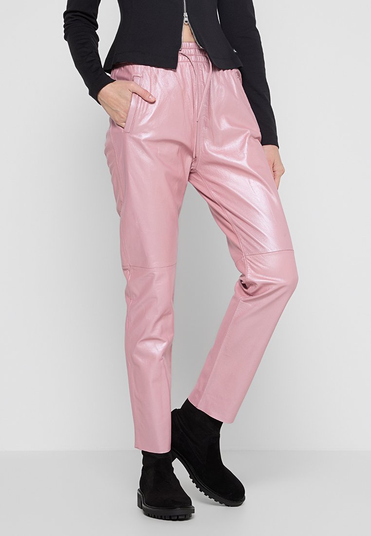 Oakwood Leren broek donkerroze