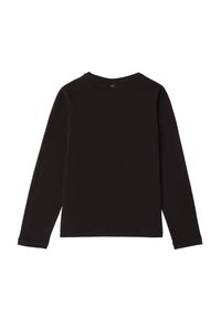 Zwarte longsleeve T-shirt van katoen. Bevat een ronde hals, aansluitende mouwen en een eenvoudig ontwerp zonder zichtbare logo's of patronen.