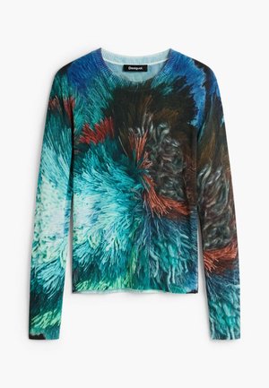 Desigual, PRINTED SWEATER M. C. LACROIX - Svetrík - blue