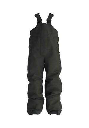 Sorte isolerede seler med justerbare skulderstropper og brede bukseben, designet til koldt vejr.