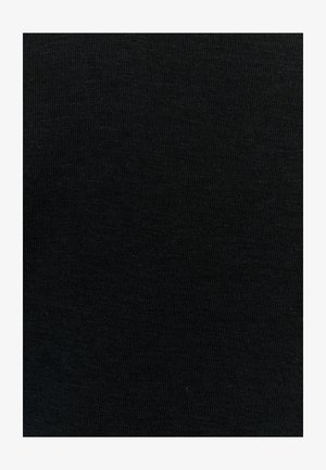 Zwarte stof met een fijne ribbelstructuur. Het oppervlak is glad en gelijkmatig, met een diepe zwarte kleur zonder patronen of accenten.