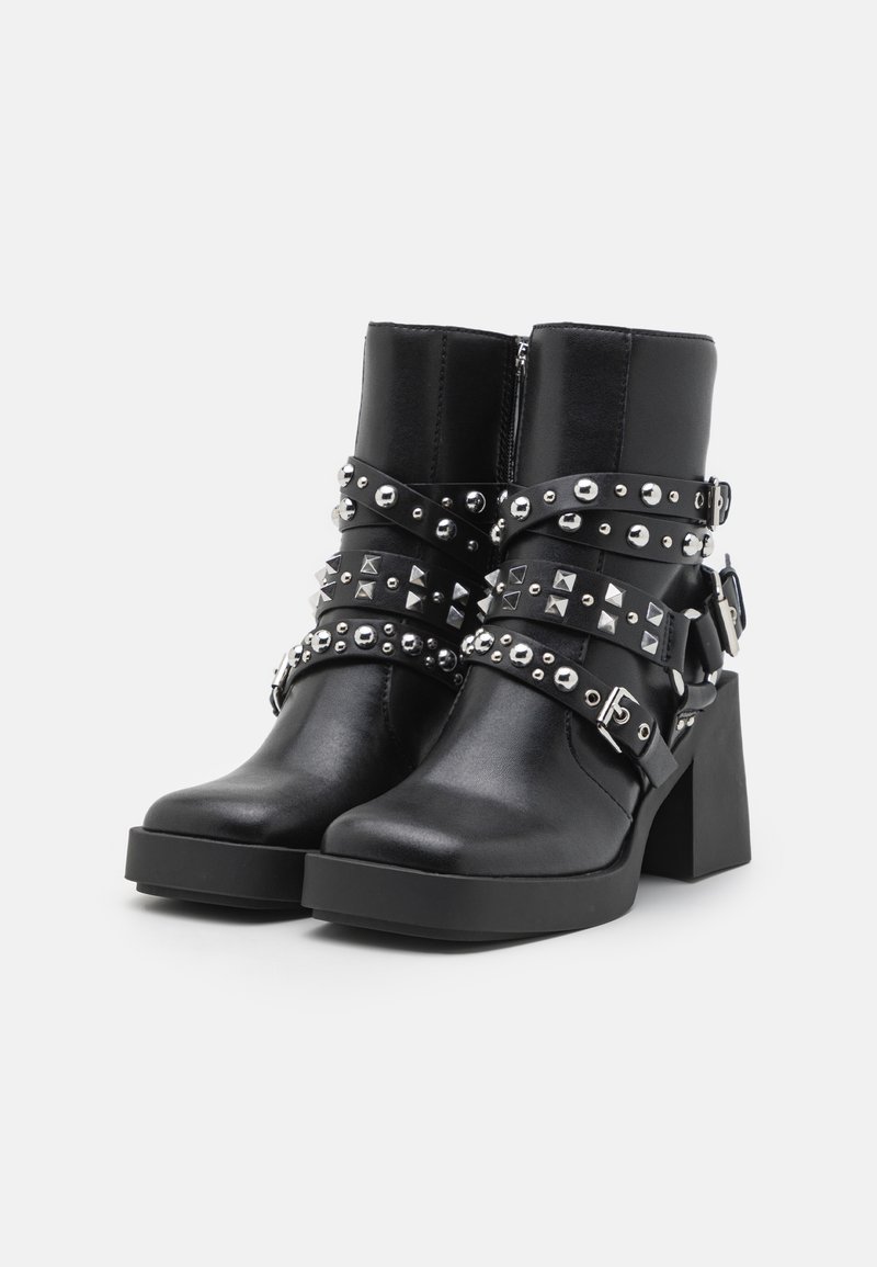 Bottines Steve Madden – Noires, Taille 8M (F818), Lacets, Boucle, Fermeture éclair, Occasion