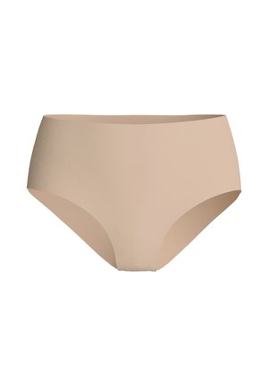 Nude Hochbund-Strings aus weichem Stoff, mit nahtlosem Design und glatten Kanten für Komfort und einen diskreten Sitz.