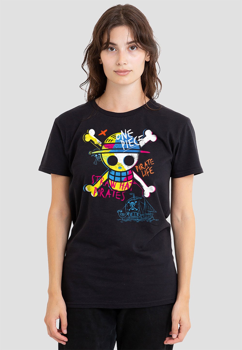 T-Shirt One Piece Chapeau De Paille Jolly Roger – Officiel, 100% Coton, Style Classique