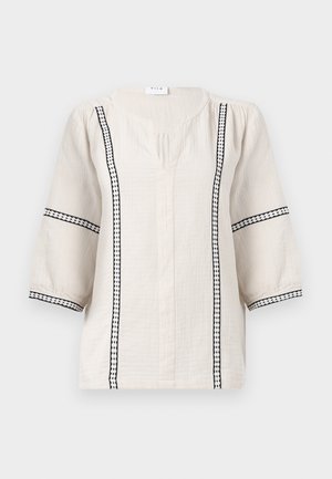 VILA, VITOVANA V NECK - Bluse - birch/black beauty