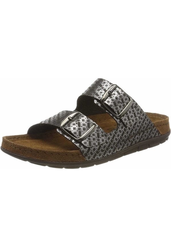 Pantolette flach - grau