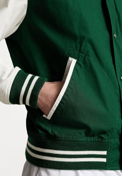 Polo Ralph Lauren VARSITY LINED - Blouson Bomber - moss agate/white